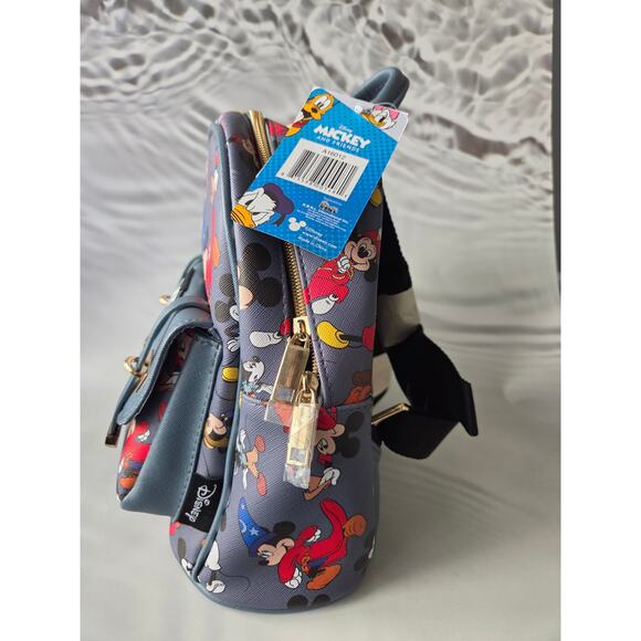 Disney Mickey Mouse 90 Years : Deluxe 11" Faux Leather Mini Licensed Backpack - Picture 3 of 5